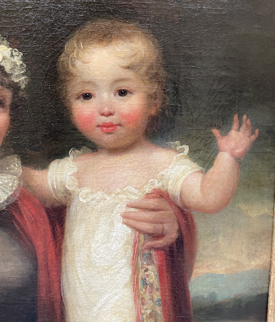 Ritratto di madre e figlio, scuola inglese, Regency 1815-1820, firmato James Green -photo-6