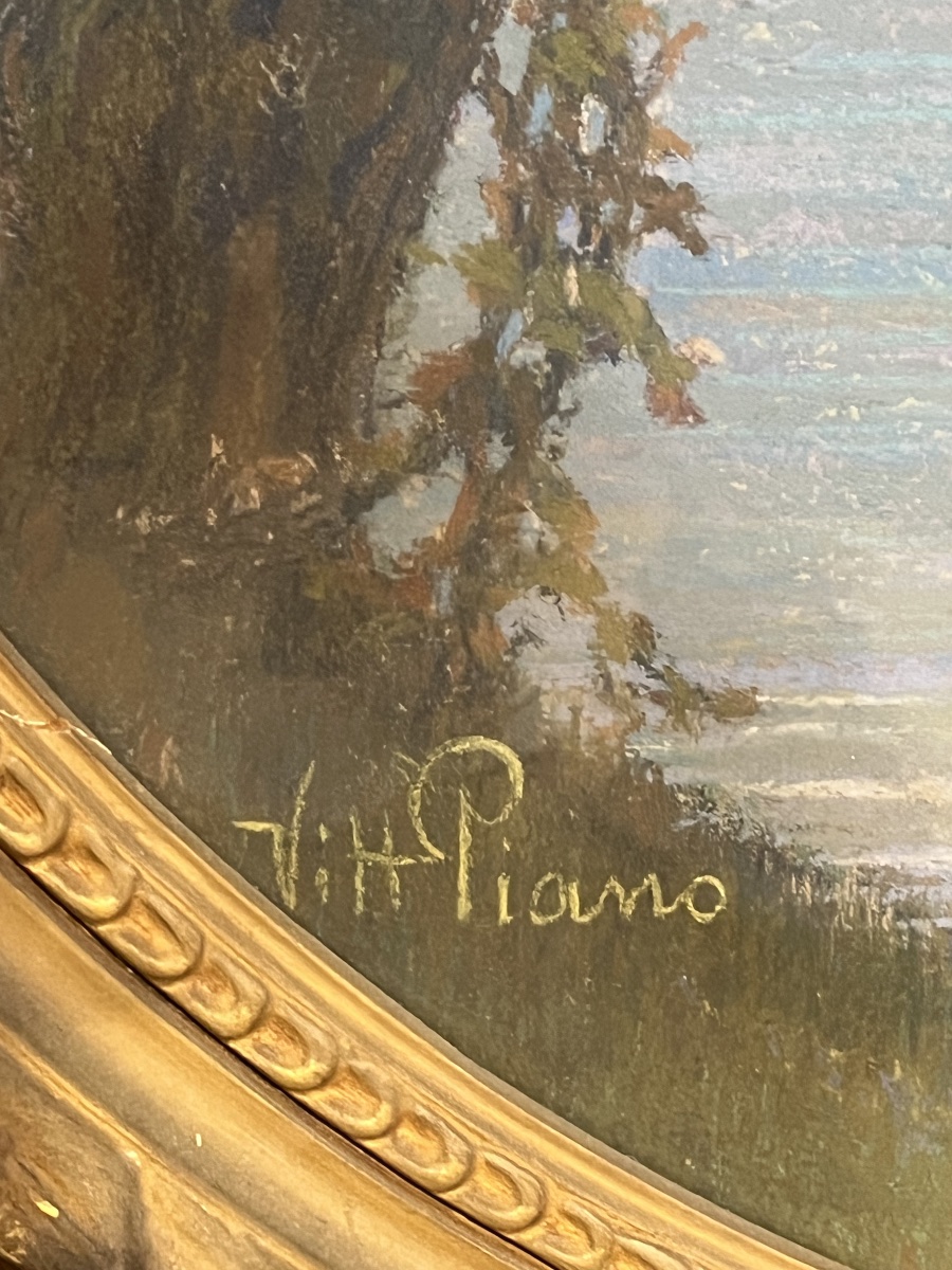 Lago Maggiore, Veduta dei castelli di Cannero, Firmato Vittorio Piano, Inizio XX sec.-photo-2