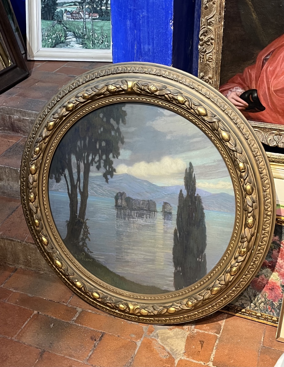 Lago Maggiore, Veduta dei castelli di Cannero, Firmato Vittorio Piano, Inizio XX sec.-photo-7