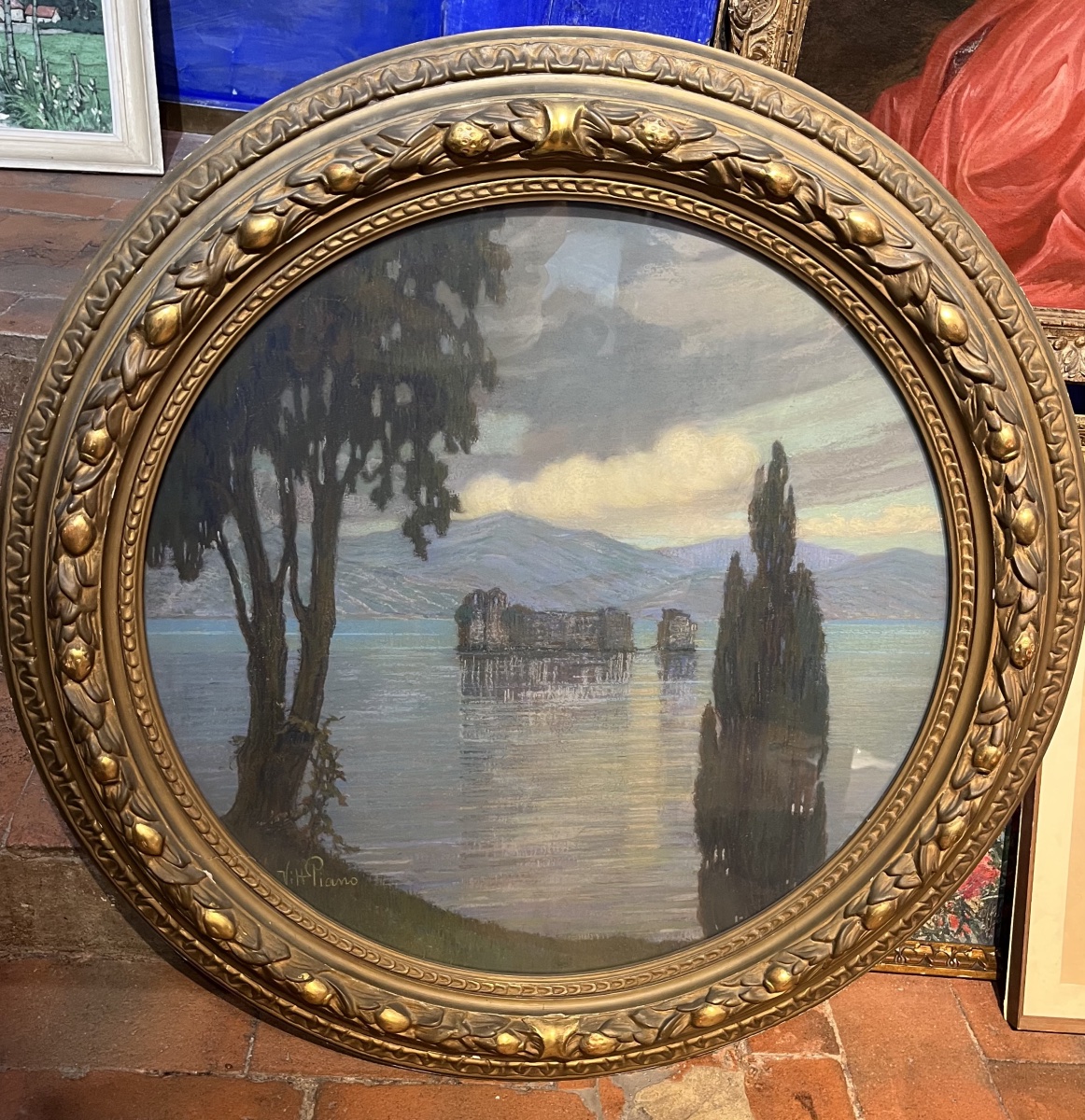 Lago Maggiore, Veduta dei castelli di Cannero, Firmato Vittorio Piano, Inizio XX sec.