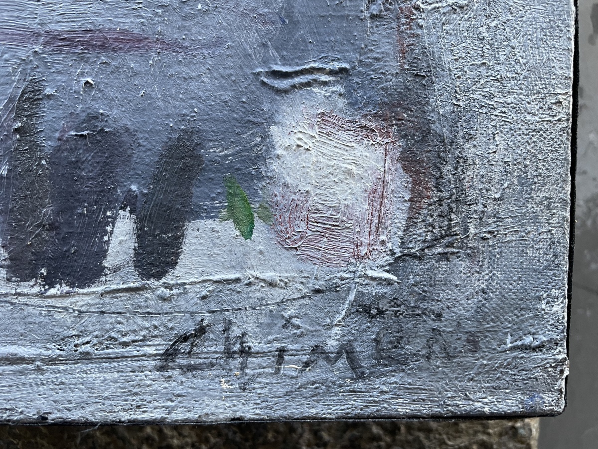 Francine Chimène, Segni nel grigio, pittrice francese, Chatou, circa 1980-photo-3