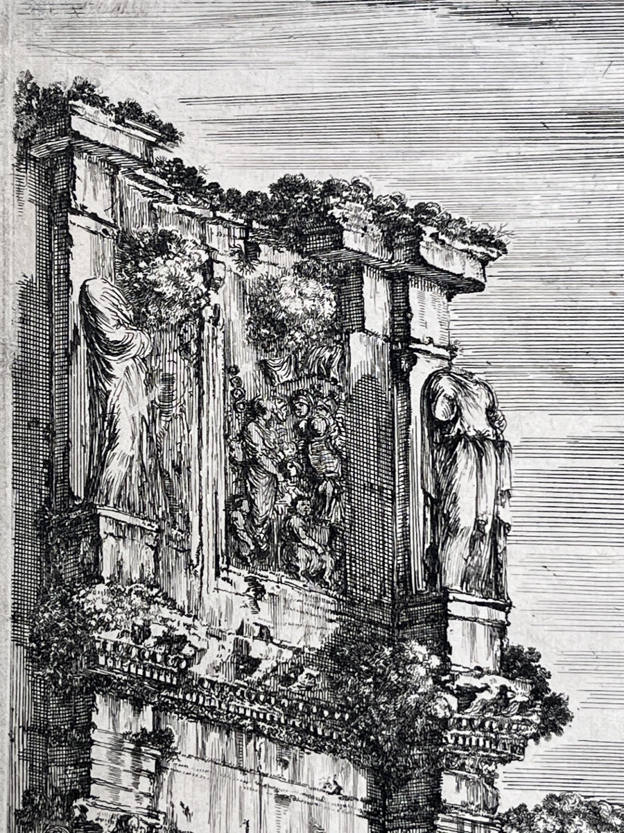 Stefano della Bella, Arco di Costantino e Colosseo, acquaforte XVII secolo, filigrana Colbert  -photo-3