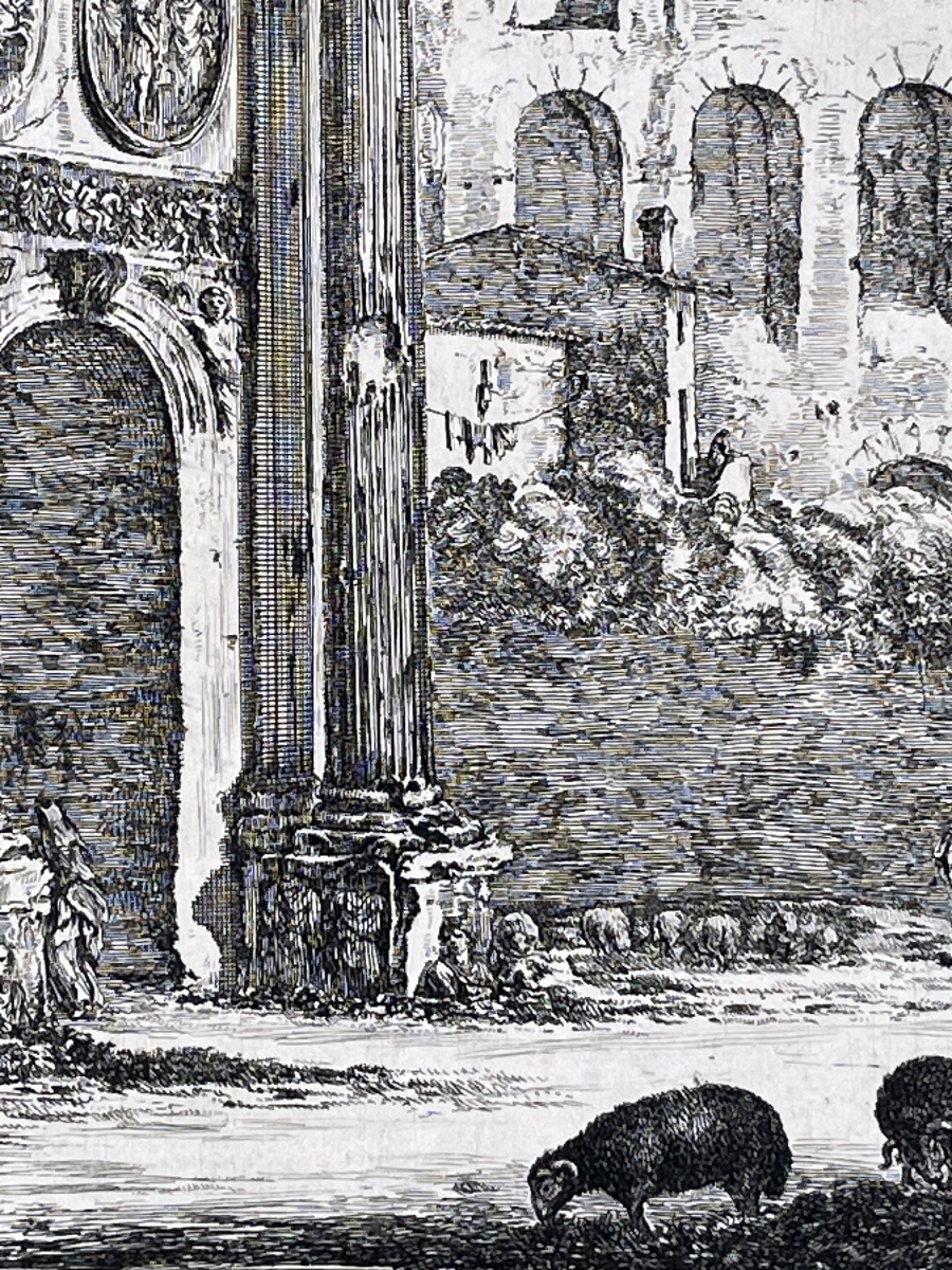Stefano della Bella, Arco di Costantino e Colosseo, acquaforte XVII secolo, filigrana Colbert  -photo-1