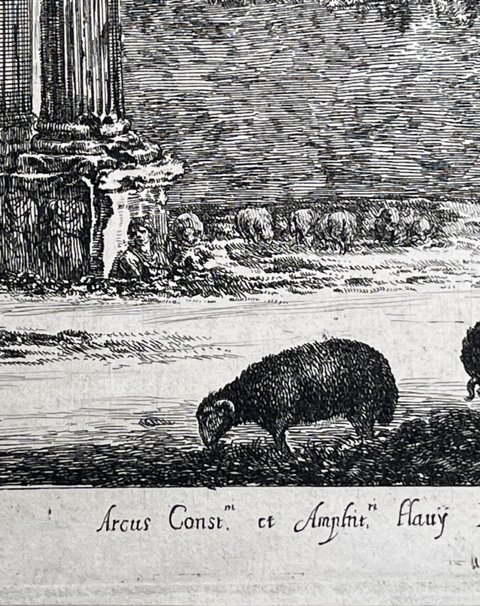 Stefano della Bella, Arco di Costantino e Colosseo, acquaforte XVII secolo, filigrana Colbert  -photo-2