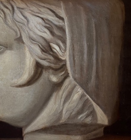 Studio accademico di testa di imperatrice romana con velo e diadema – XIX secolo  Olio su carta-photo-4