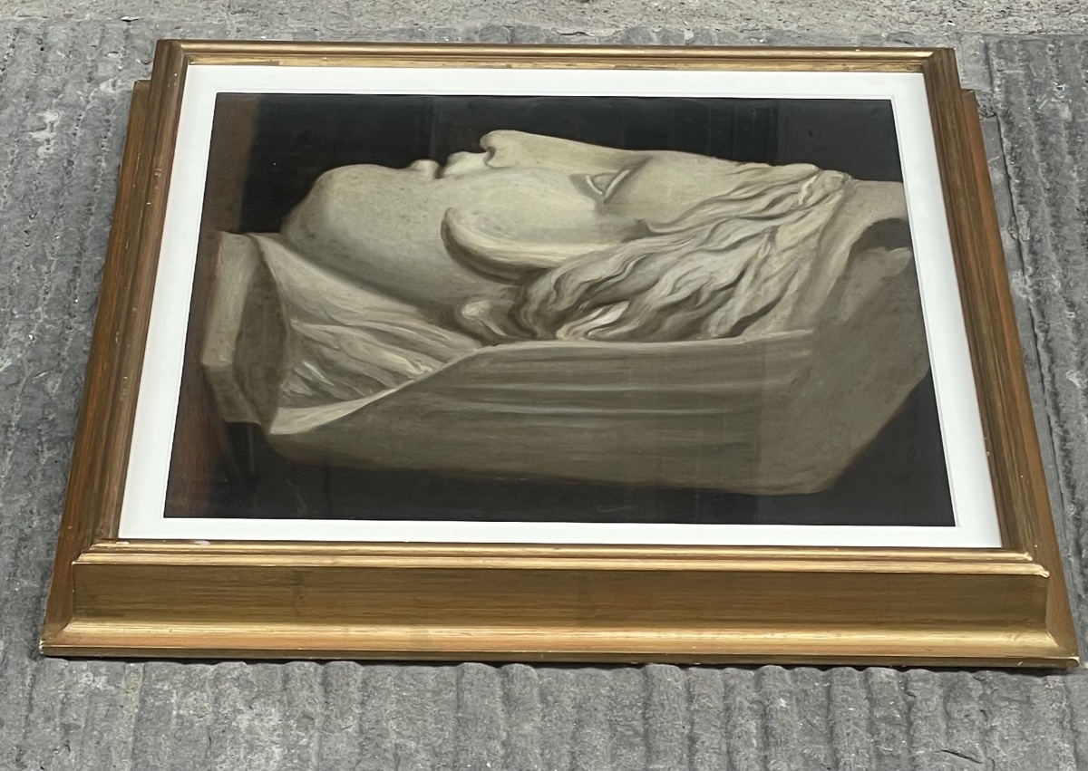 Studio accademico di testa di imperatrice romana con velo e diadema – XIX secolo  Olio su carta-photo-1