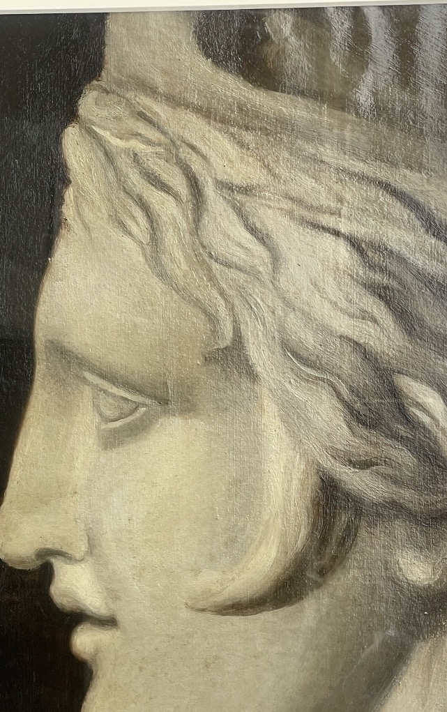 Studio accademico di testa di imperatrice romana con velo e diadema – XIX secolo  Olio su carta-photo-2