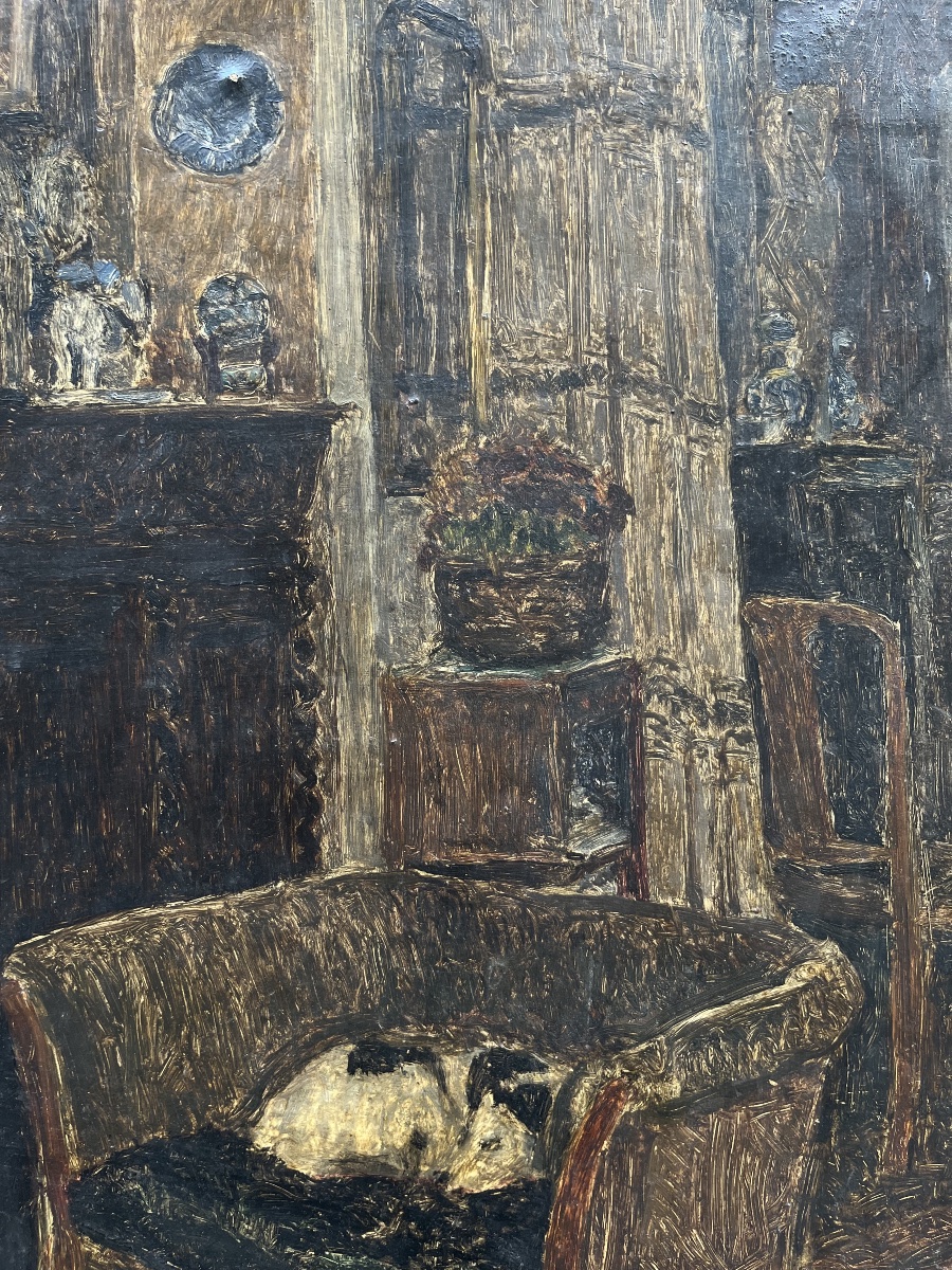 Intérieur à Auderghem, Henri Le Roux, firmato e datato 1936.-photo-4