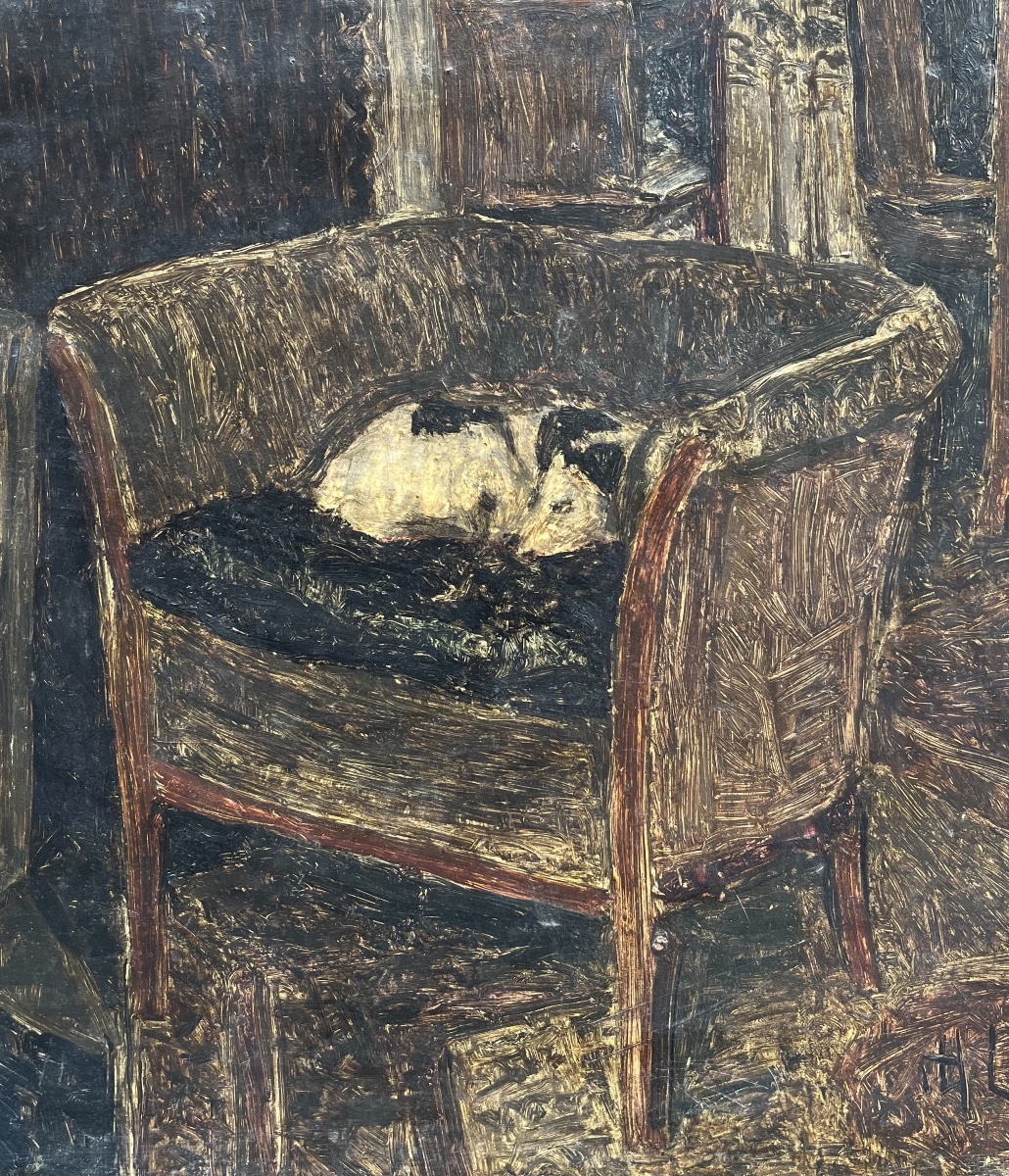 Intérieur à Auderghem, Henri Le Roux, firmato e datato 1936.-photo-1