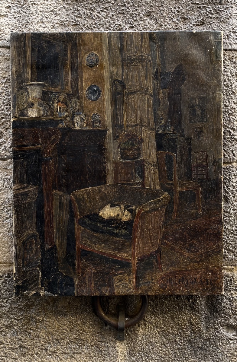 Intérieur à Auderghem, Henri Le Roux, firmato e datato 1936.-photo-2