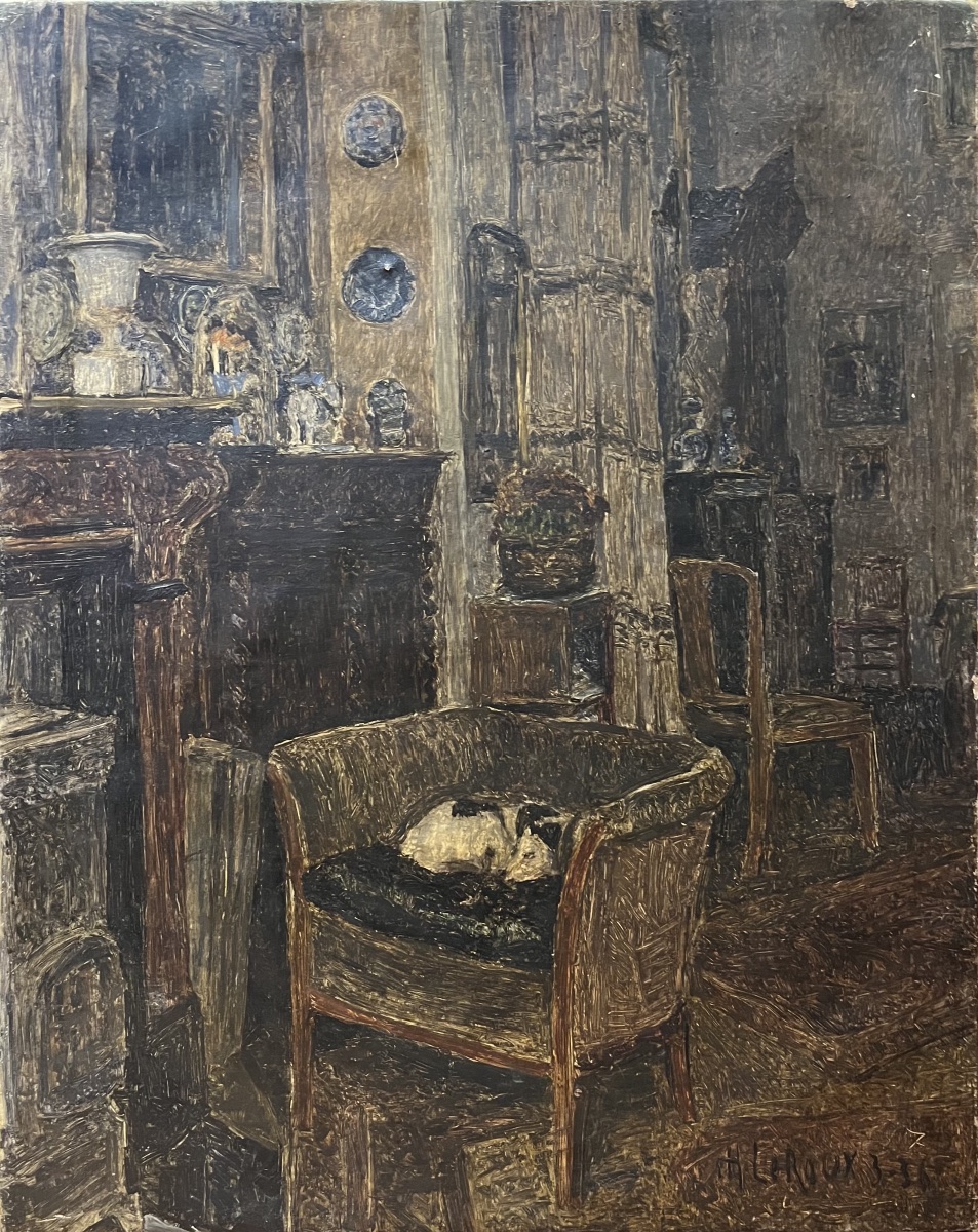 Intérieur à Auderghem, Henri Le Roux, firmato e datato 1936.
