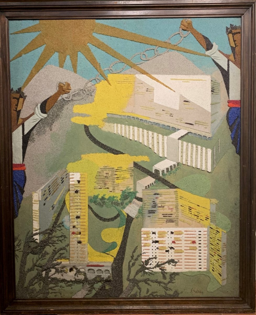 La Ville Du Futur.  Mosaïque-collage De Verre.  Vers 1960. 