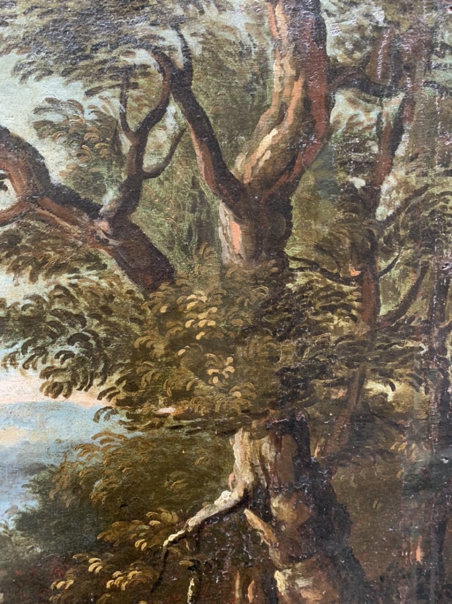 Paesaggio con cacciatori e lupo. XVIII secolo-photo-1