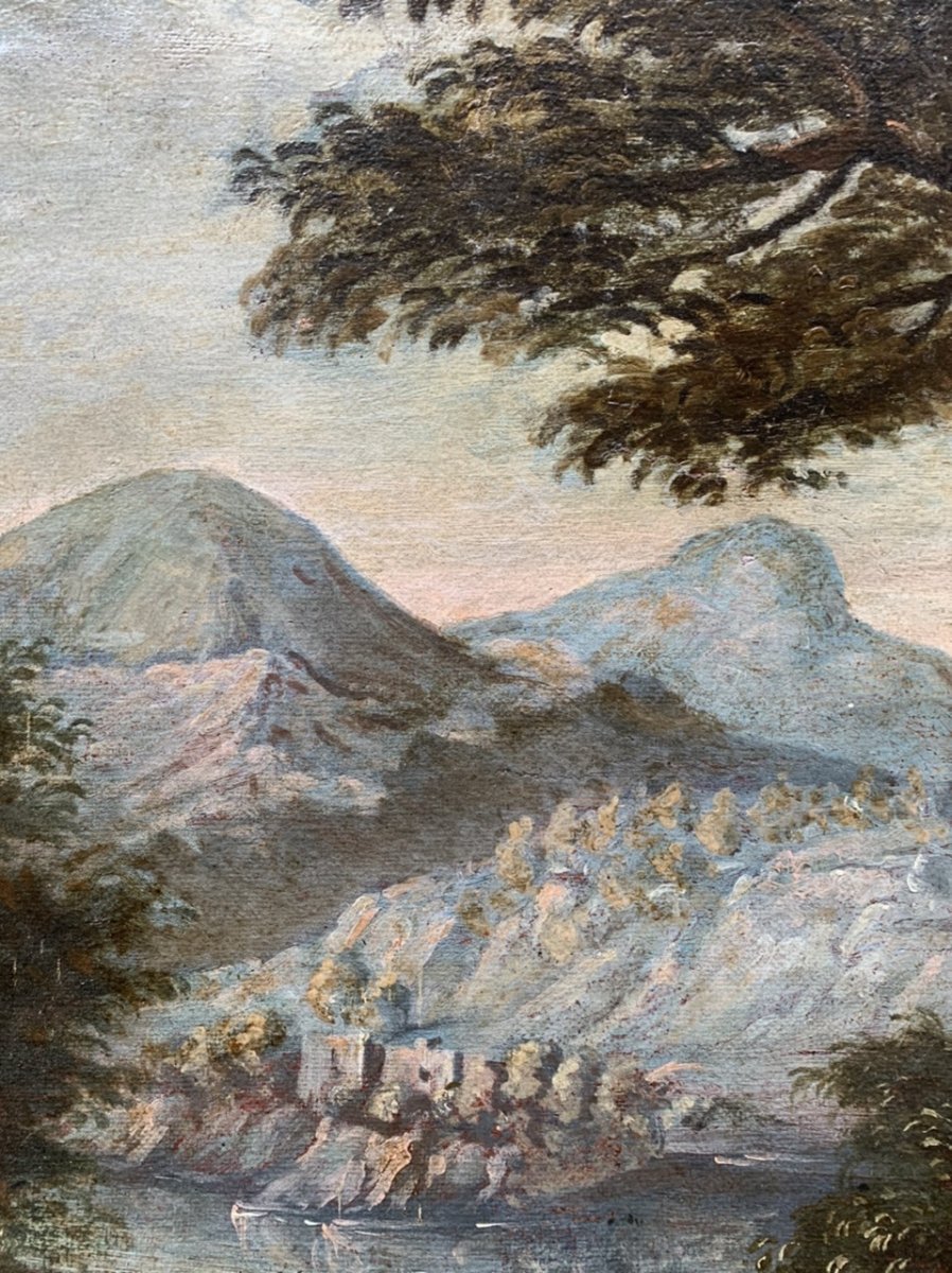 Paesaggio con cacciatori e lupo. XVIII secolo-photo-2