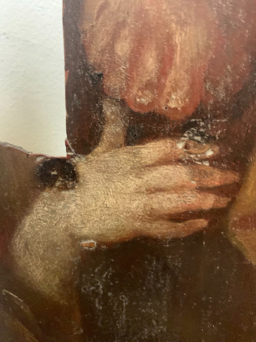 Crocefisso sagomato con Maria Maddalena,  olio su supporto ligneo. fine XVII - inizio XVIII secolo-photo-3