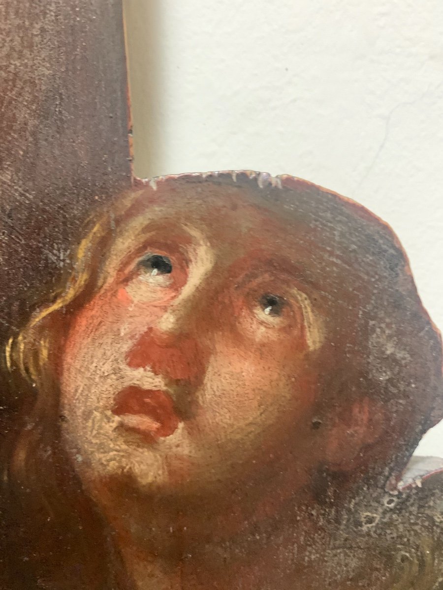 Crocefisso sagomato con Maria Maddalena,  olio su supporto ligneo. fine XVII - inizio XVIII secolo-photo-5