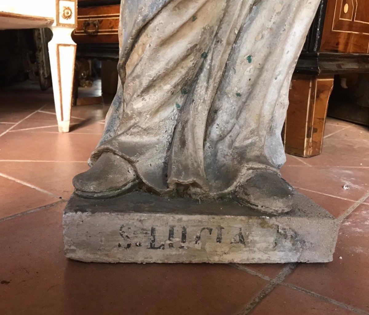 Statue De Sainte Lucie.  Pierre De Vicence.  Fin XVIIe-photo-1
