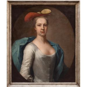 Giovane aristocratica inglese con il cappello di paglia. Scuola Inglese del 1720 circa