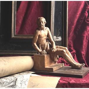 Diogene. Scultura in terracotta, 1939, Giorgio Rossi (1894-1981): Scultore toscano.