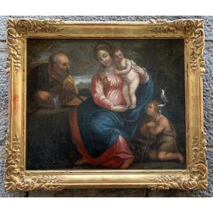 Sacra Famiglia con San Giovannino. Scuola bolognese. XVII secolo