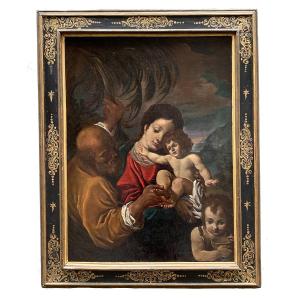 Sacra Famiglia con il piccolo San Giovannino. Scuola bolognese, XVII secolo