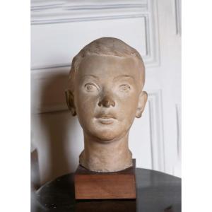 Giorgio Rossi, Testa di giovane ragazzo in terracotta, altezza 31 cm . Anni 1920