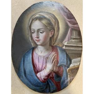 Madonna in preghiera – olio su rame, scuola napoletana, inizio XVIII secolo