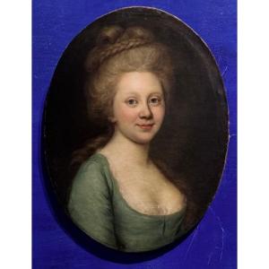 Ritratto firmato Darbes, 1781. Periodo russo-balto, indirizzo di Riga al verso