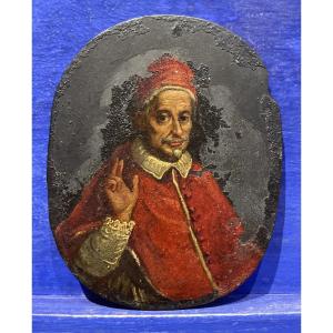 Ritratto su ardesia del papa Innocenzo XI (Benedetto Odescalchi), XVII secolo
