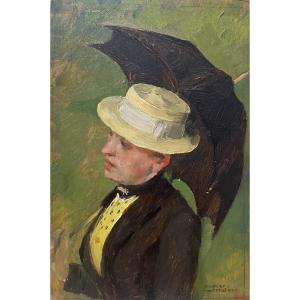 Gustav Magyar Mannheimer, pittore di Budapest a Parigi – Donna con cappellino e ombrellino 