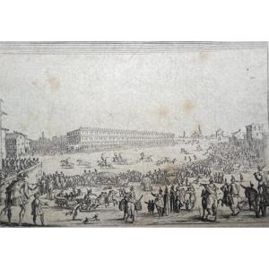 Jacques Callot – I Capricci: Corsa di cavalli in piazza Pitti a Firenze . XVII sec