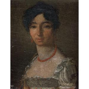 Ritratto femminile russo, epoca Impero, intorno al 1812. Iscrizione in francese, cm 21,5 × 17  