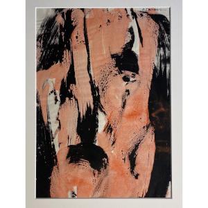 Anja Decker, pittura astratta gestuale a tempera su carta, anni ’50 – 29,5 x 21 cm 