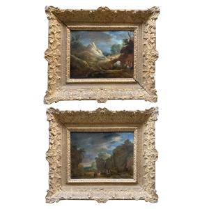 Coppia dipinti su rame, marcia militare con cavalleria. Adam Frans van der Meulen, XVII secolo