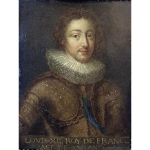 Ritratto di Louis XIII di Borbone, re di Francia, scuola franco-fiamminga, prima metà XVII sec