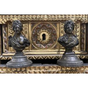 Coppia di busti in bronzo, antiche maniglie da mobile, XVIII / XIX secolo  