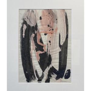 Anja Decker (1908-1995), composizione astratta su carta, Informale tedesco, circa 1950-1965
