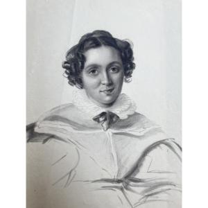 Ritratto femminile con colletto a doppio volant, epoca del Romanticismo, circa 1830-1840