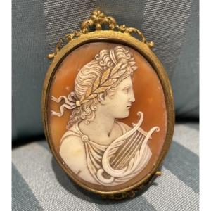 Apollo con lira e corona d’alloro. Cammeo in conchiglia, Italia, XIX secolo