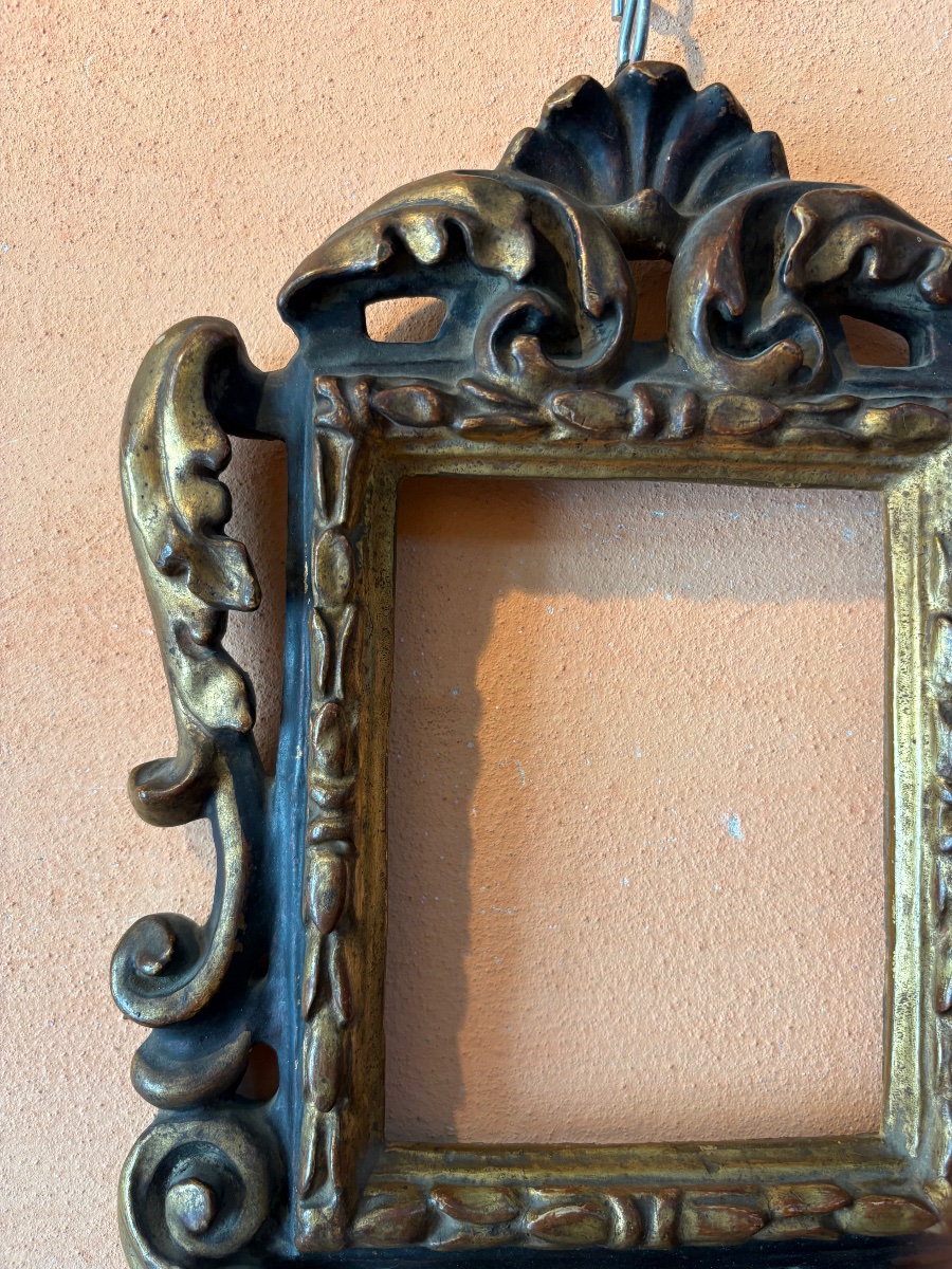 Cornice intagliata Nera e Dorata .  Emilia Sec . XVIII . Stato Ottimo -photo-1