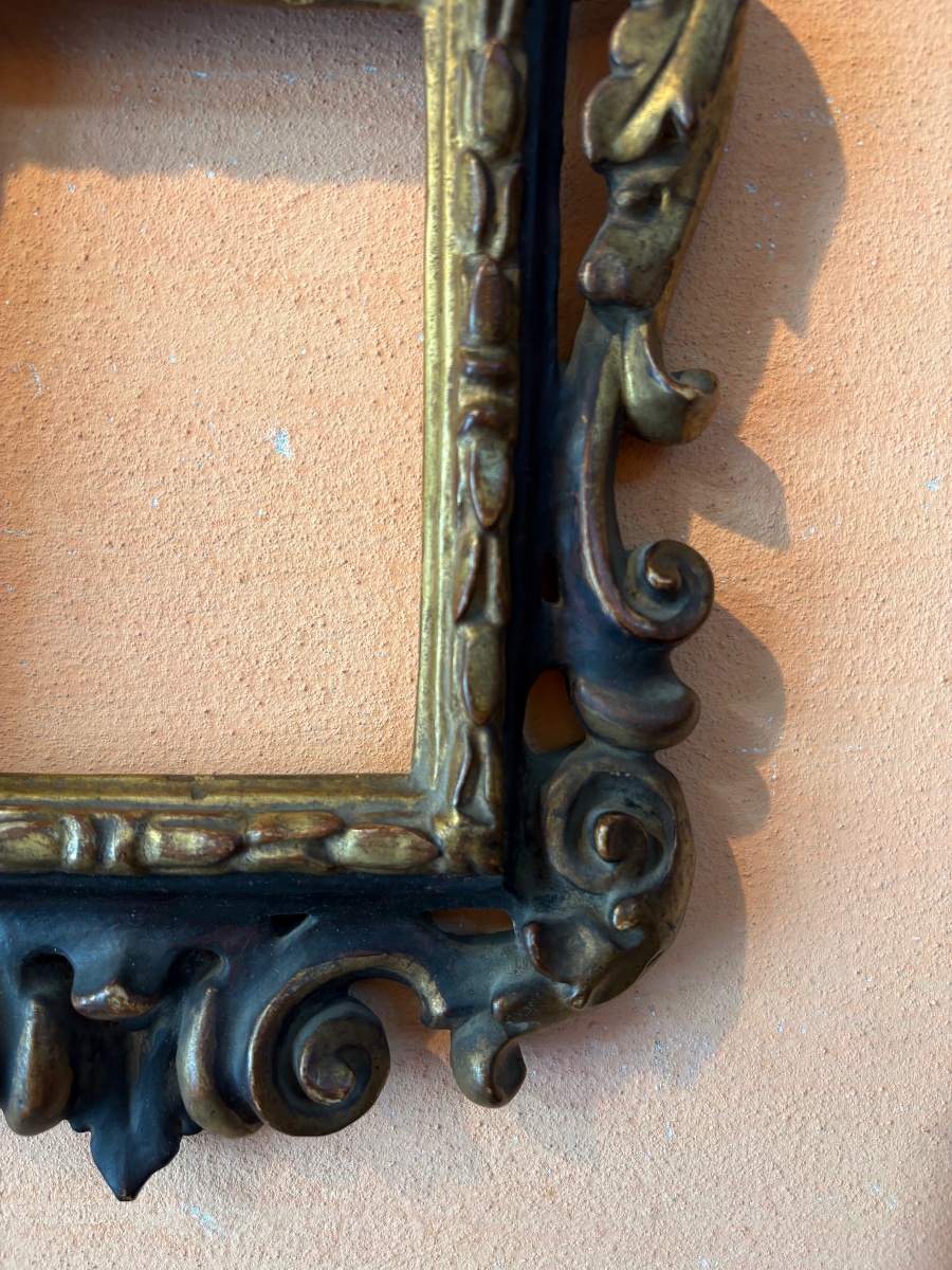 Cornice intagliata Nera e Dorata .  Emilia Sec . XVIII . Stato Ottimo -photo-2