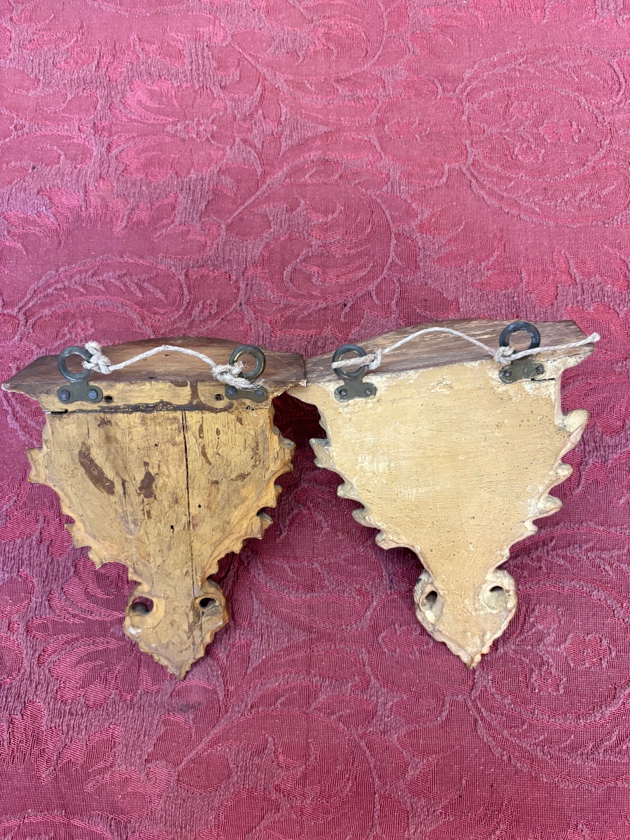 2 Mensole in legno intagliato e Dorato -photo-5
