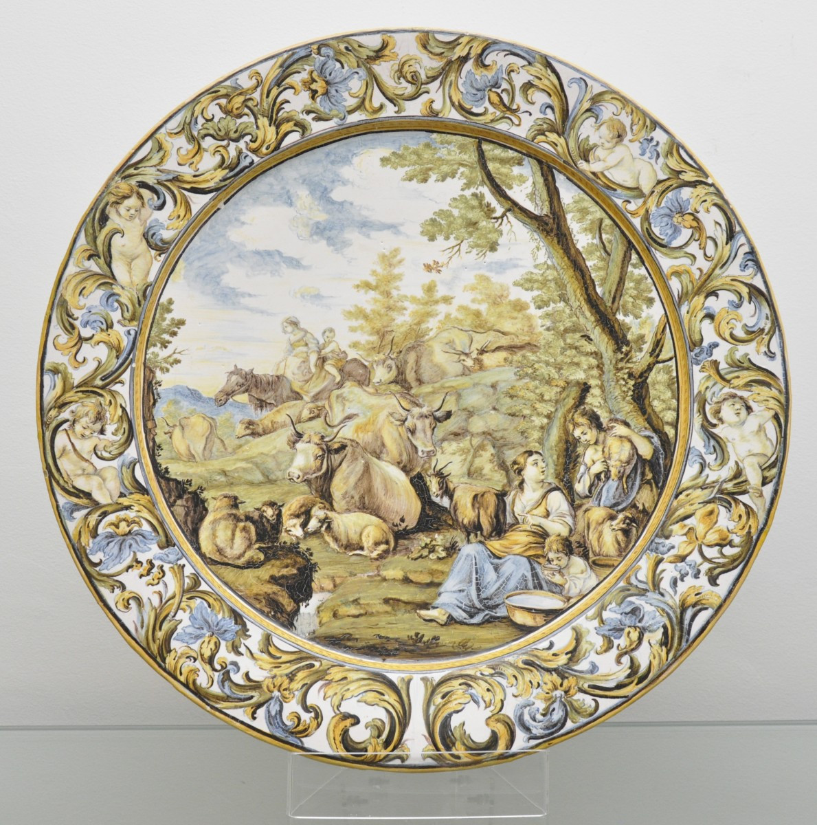 Grande piatto in maiolica di Castelli, Carlo Antonio Grue