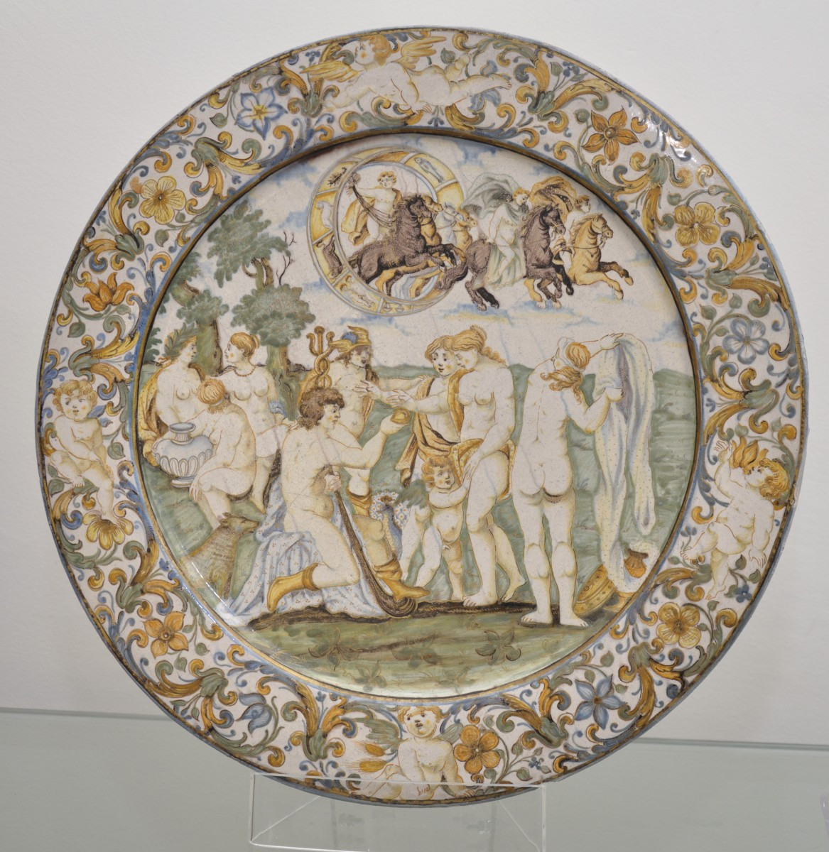 Grande piatto in maiolica di Castelli, Berardino Gentile il vecchio