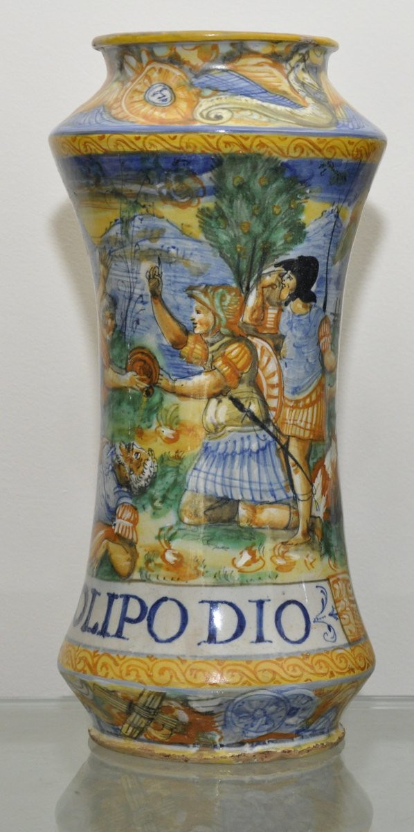 Albarello in maiolica di Casteldurante Angelo e Ludovico Picchi 1562-63-photo-3