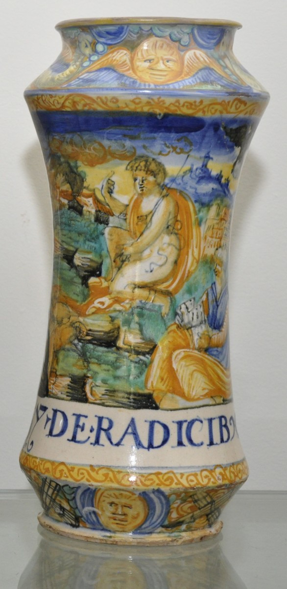 Albarello in maiolica di Casteldurante Angelo e Ludovico Picchi 1562-63