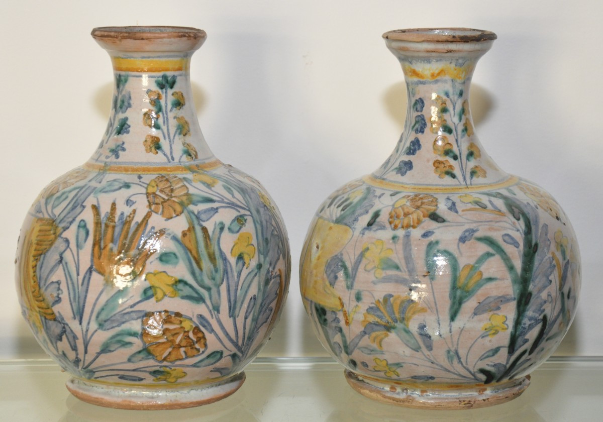 Coppia di bottiglia in maiolica  di Venezia o Padova-photo-2