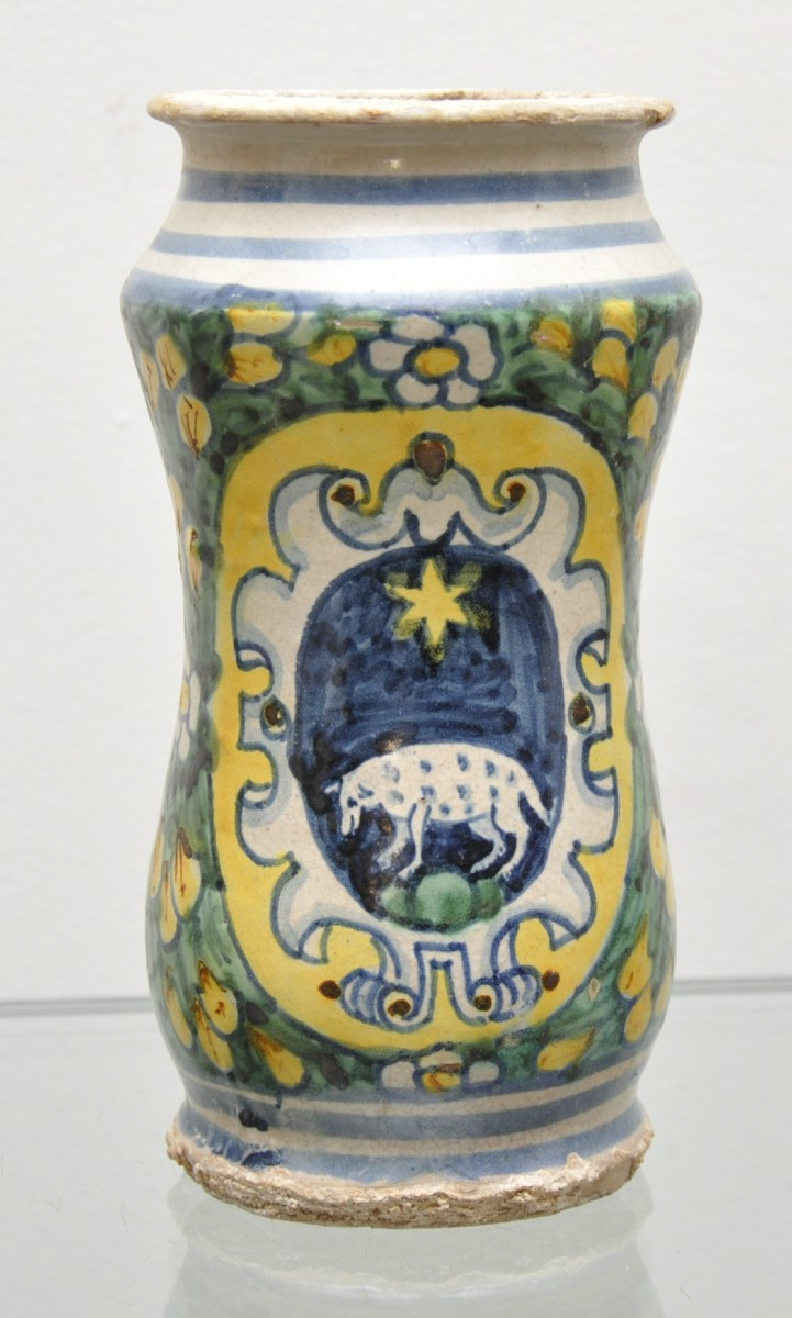 Albarello in maiolica di Trapani