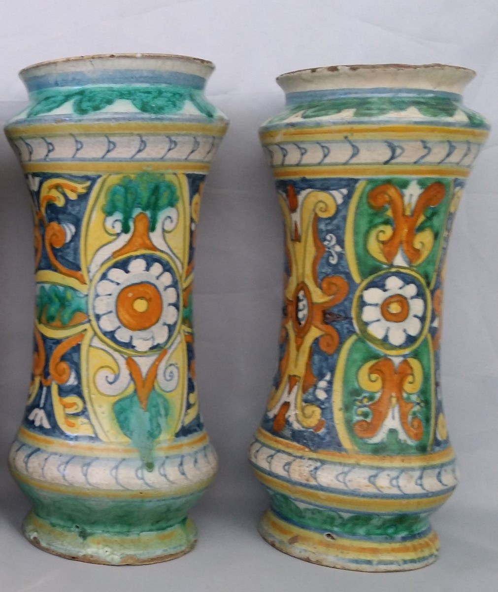 Coppia di albarelli in maiolica di Sciacca-photo-2