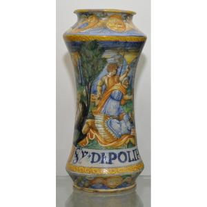 Albarello in maiolica di Casteldurante Angelo e Ludovico Picchi 1562-63